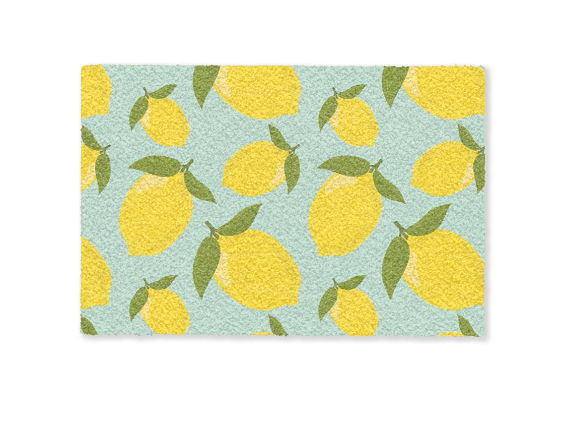Felpudo Dibujo De Limones - Amarillo - Azul - Dibujo - Frutas 60x40