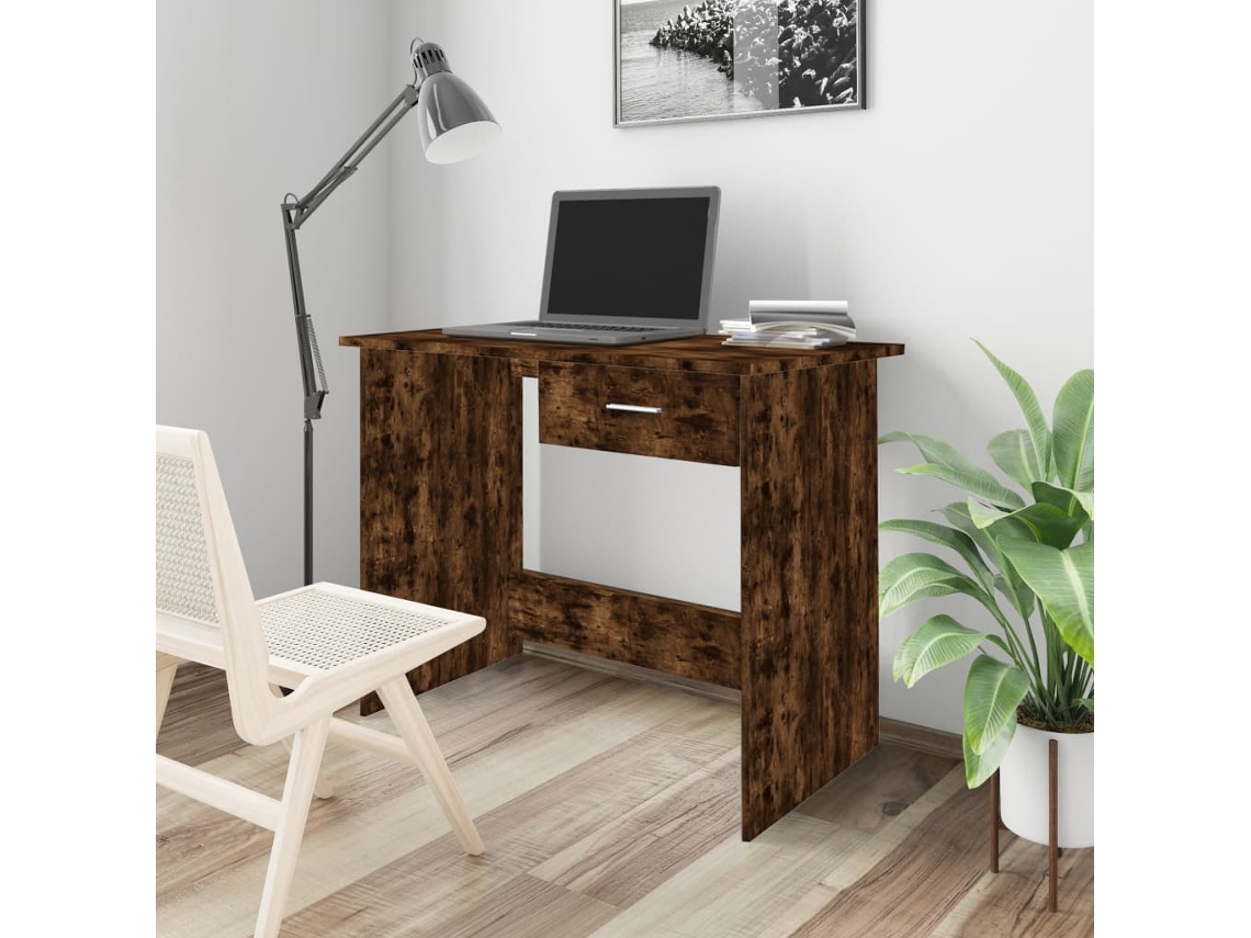 Escritorio madera contrachapada roble ahumado 100x50x76 cm