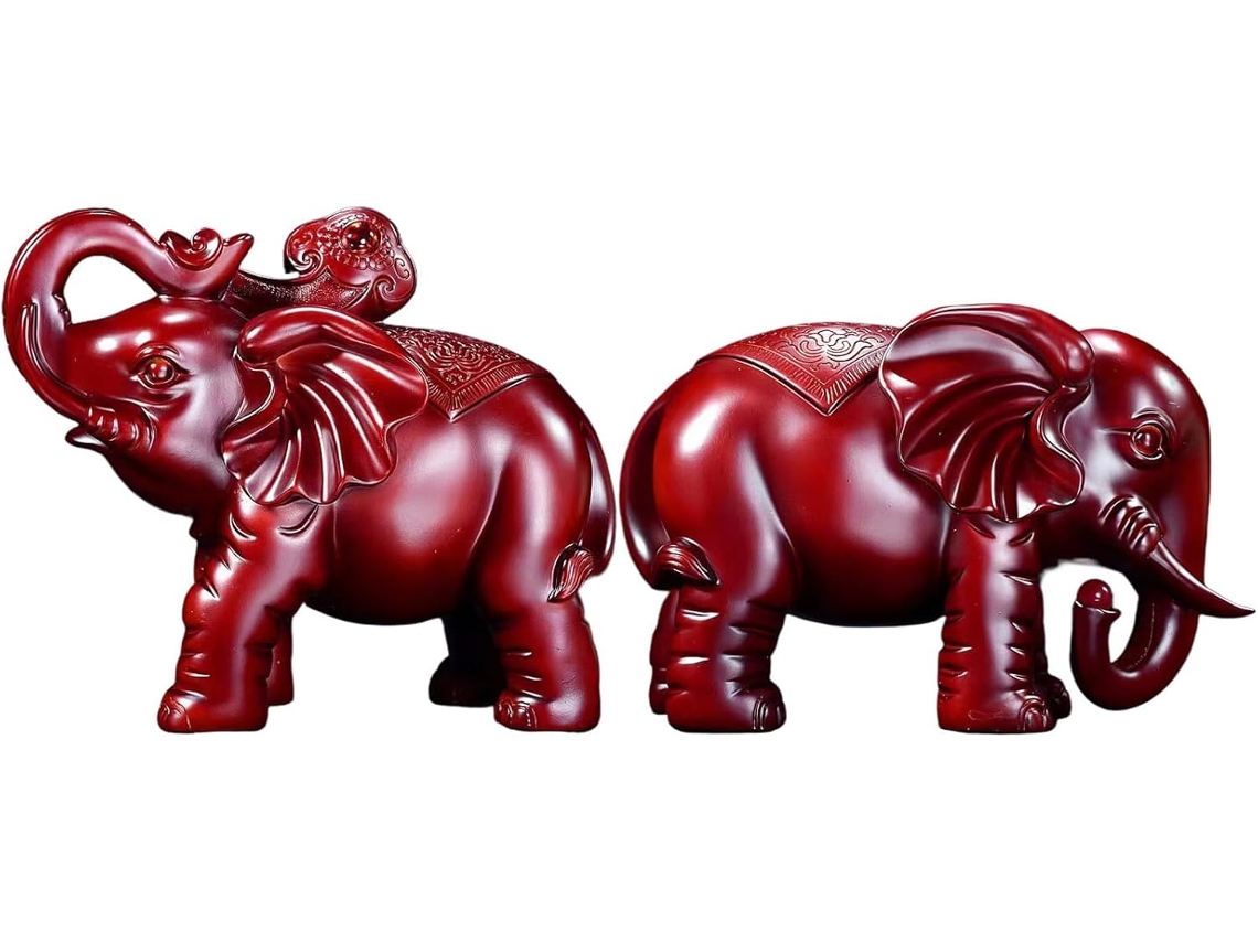 Estatua de elefante de madera, decoración de elefante de madera, estatua de animal tallada a mano Gokoco
