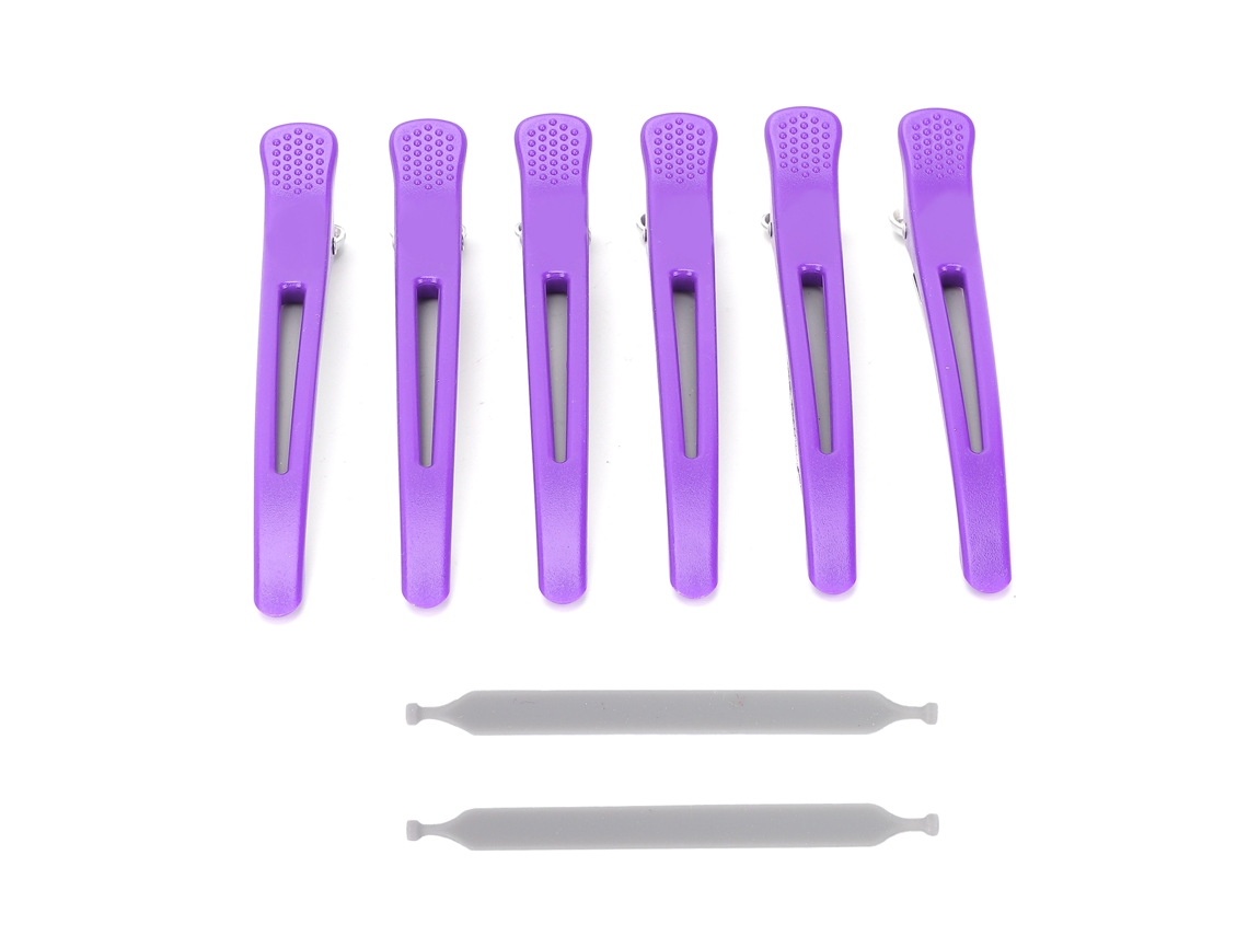 6 Piezas Pinzas Profesionales Para Pelo Clips De Pato Antideslizantes Para Corte Y Estilismo De Pelo (morado)