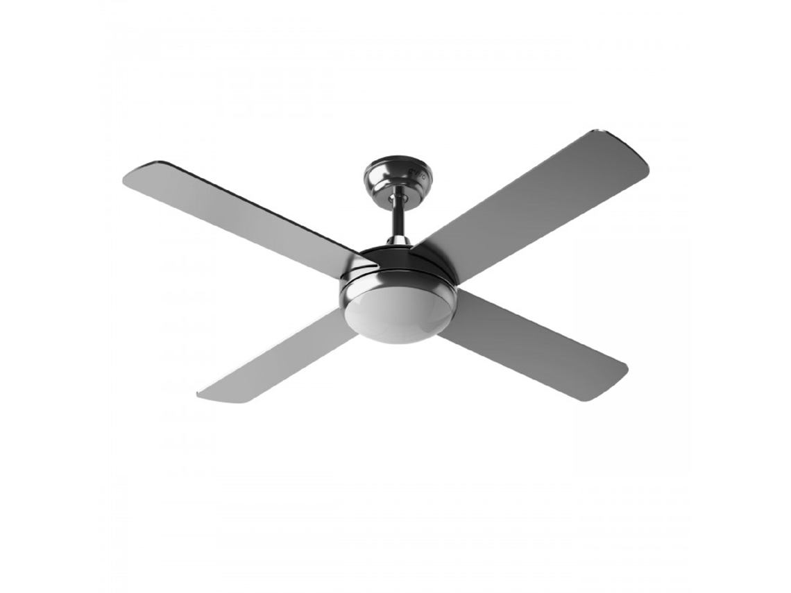 Ventilador de techo Evvo con luz LED y control remoto, silencioso, Ø132cm, 4 aspas, motor de cobre de 65w, 3 velocidades, temporizador (modelo:
