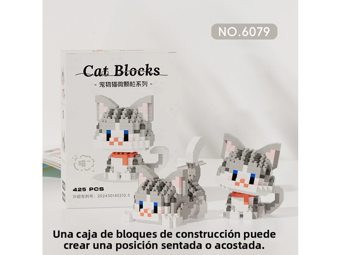 (estilo 3) Juguete De Bloques De Construcción Con Diseño De Vaca, Degradado Plateado Y Gato Naranja Miau Miau