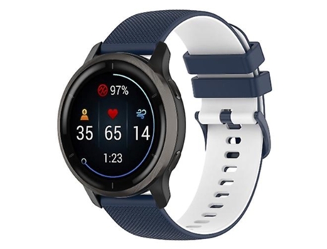 Correa para reloj Suunto 5 Peak con textura a cuadros, pequeña correa de silicona bicolor, azul marino y blanco VENISYMLIS