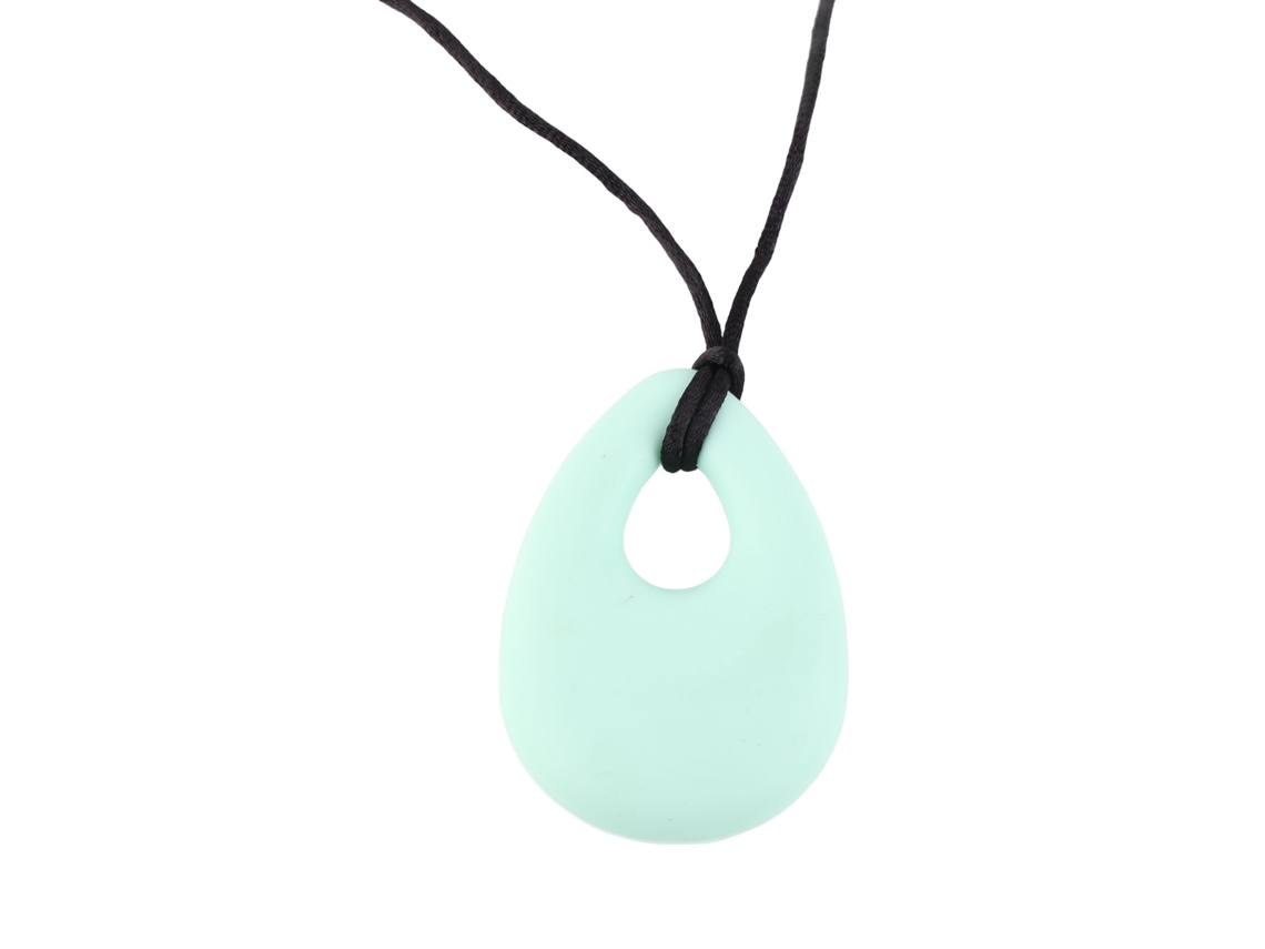 Collar Masticable Para Bebé De Silicona Suave Con Colgante En Forma De Lágrima Verde Manzana.