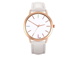 Elegante Reloj De Pulsera Para Mujer Con Cuarzo Blanco Y Correa De Cuero.