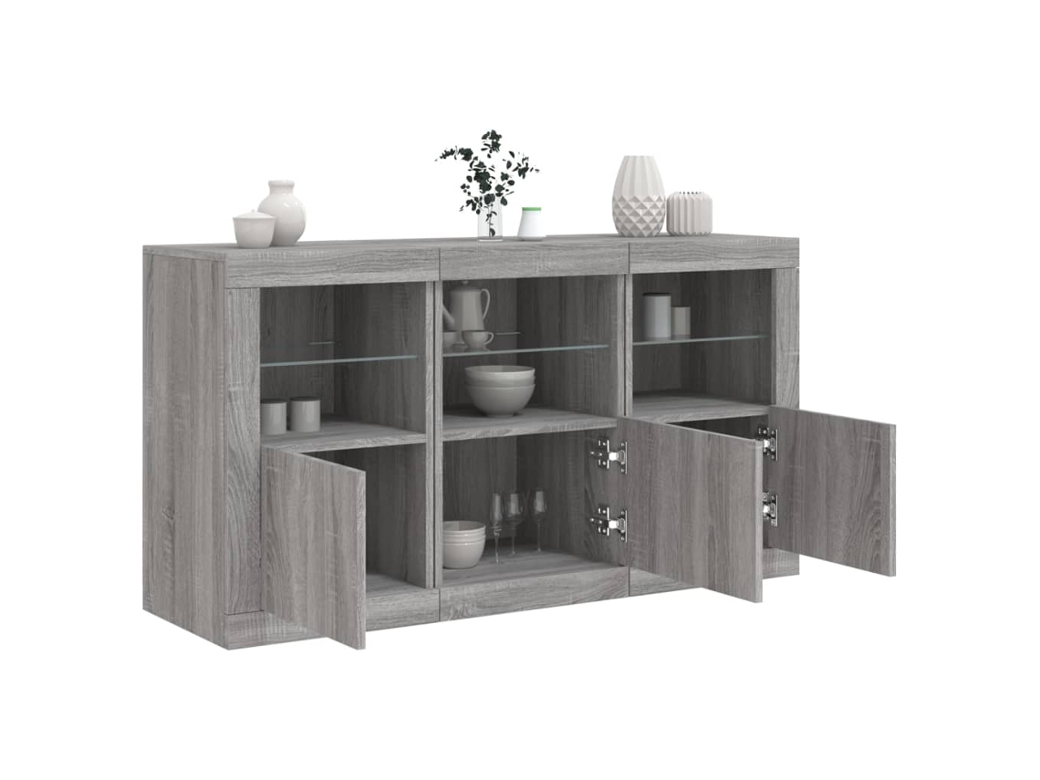 Aparador Con Luces Led Gris Sonoma 123x37x67 Cm