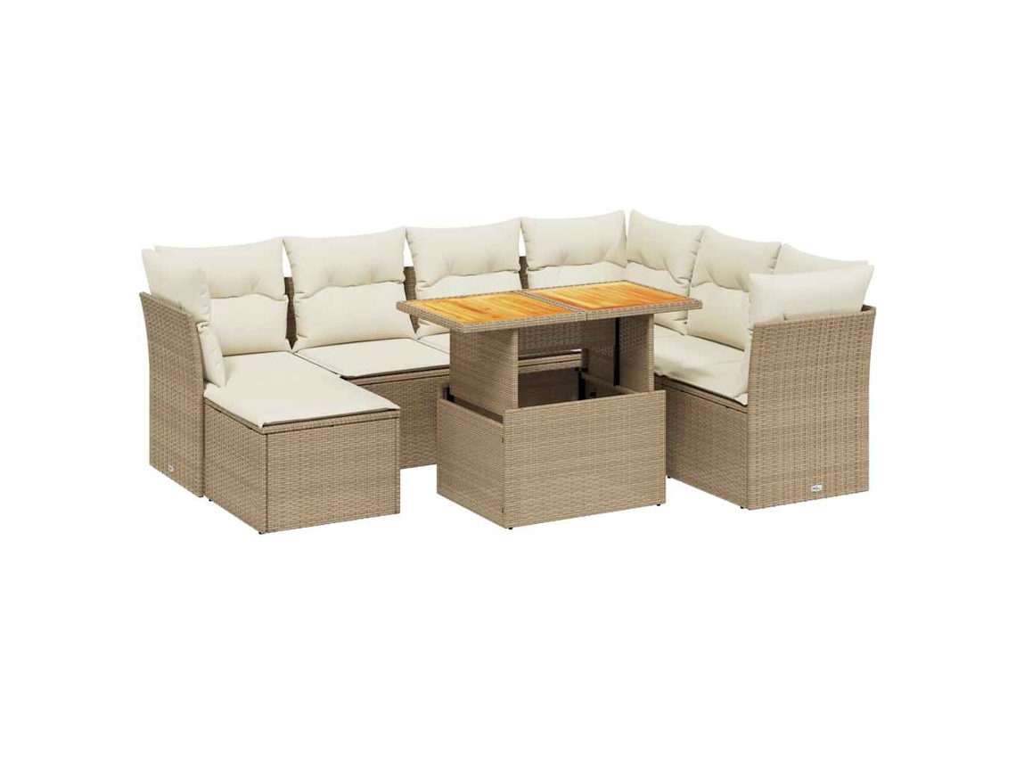 Conjunto 8 de sofás de jardín con cojines beige VIDAXL ratán PE