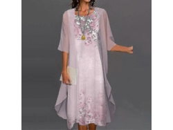 Vestido Boho Mujer Con Cardigan Estampado Floral Casual De Dos Piezas Rosa 2xl