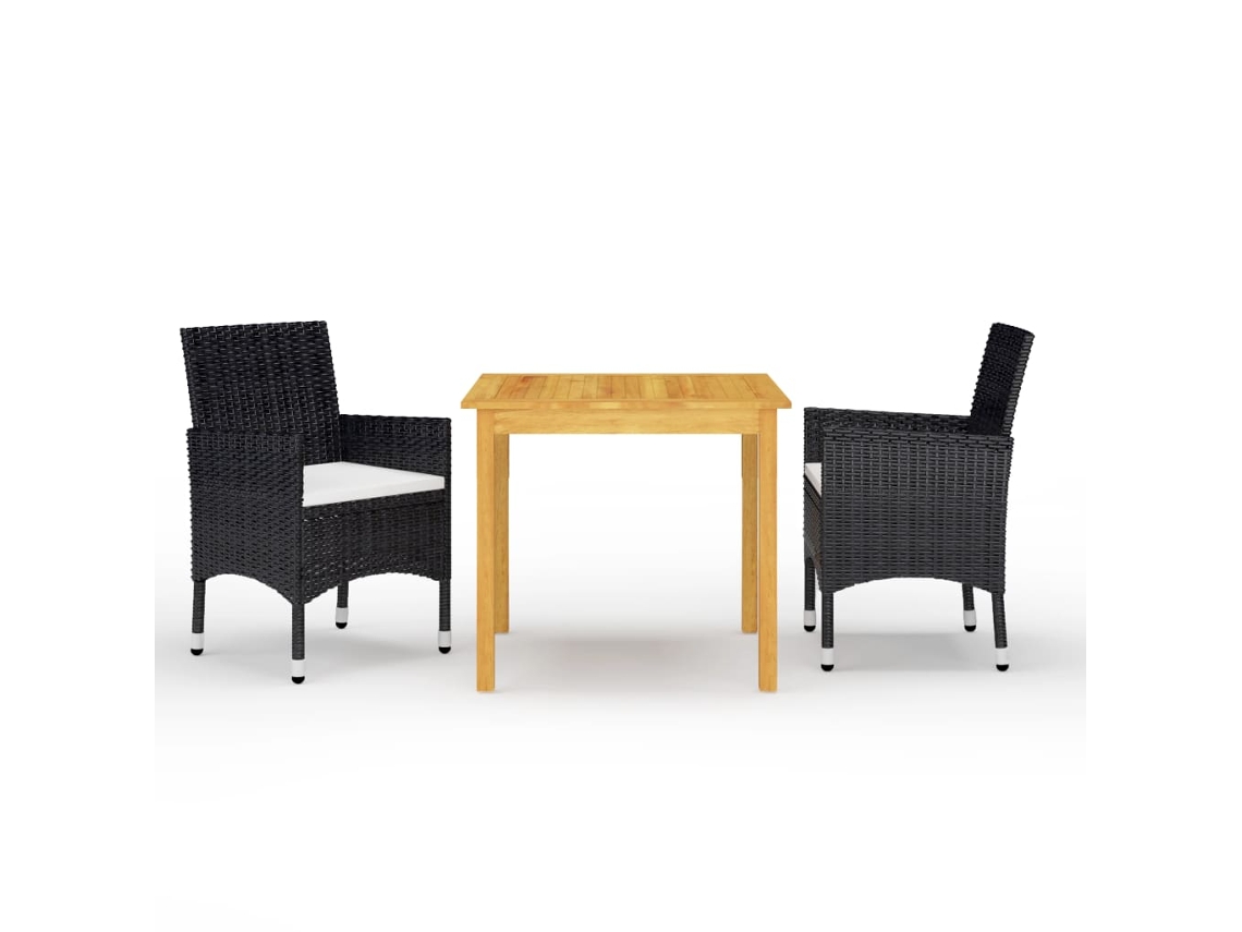 Juego de comedor de jardín negro de 2 piezas Dkd Home Decor