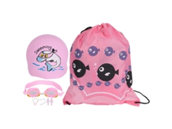Gafas de natación infantiles antivaho, diseño de cangrejo, color rosa.