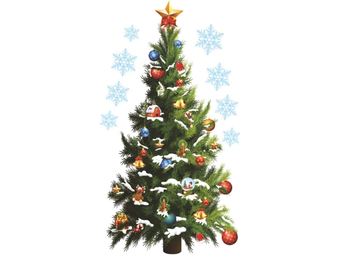 Adhesivo de pared de PVC removible, decoración de árbol de Navidad verde, fondos de ventanas, película protectora adecuada, varios GOKOCO