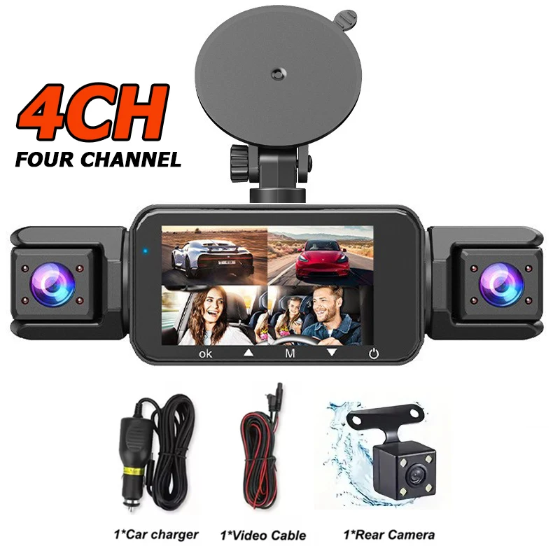 (tarjeta Sd De 64g, 4 Canales) Cámara Para Salpicadero De 360° Con Función De Voz
