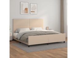 Estructura Cama Sin Colchón Cuero Sintético Capuchino 200x200cm