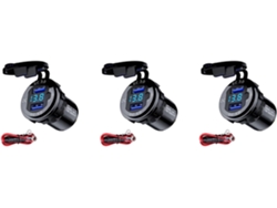 3 Tomas De Corriente Usb Dobles Qc 3.0 Para Coche, 12v/25v Con Interruptor Para Barco Y Motocicleta