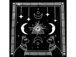 Mantel de franela con diseño de cuadrados de tarot (49 x 49 cm, Q) SIURN