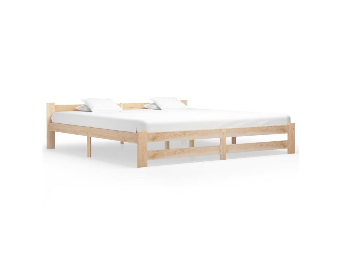 Estructura De Cama Sin Colchón Madera Maciza De Pino 200x200 Cm