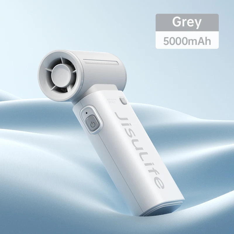 Ventilador Turbo De Mano (gris, 5000 Mah), 5 Velocidades, Batería De 5000 Mah, Recargable Por Usb