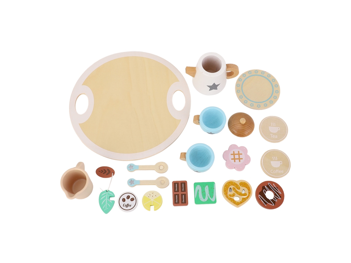 Ats-set De Tetera Y Tazas De Madera Para Niñas Pequeñas, Juego De Te Pretendido Para Desarrollar Habilidades Sociales