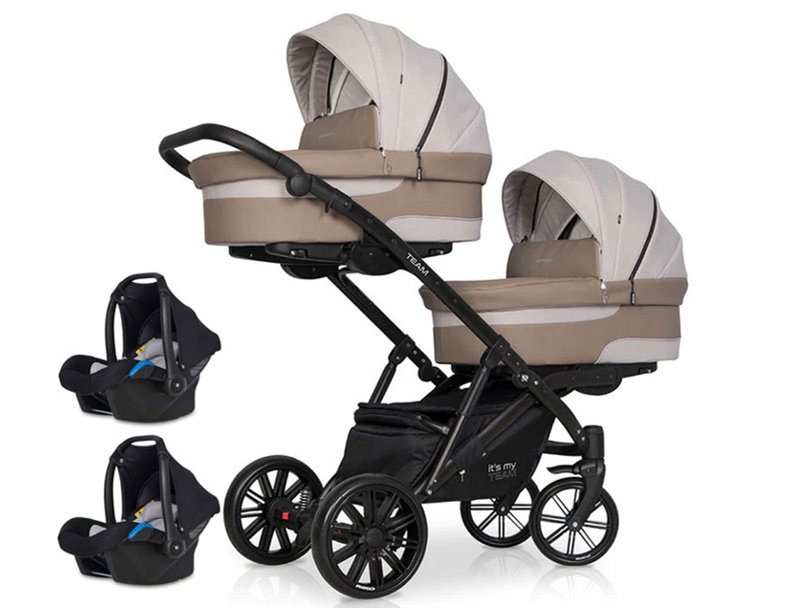 Cochecito Gemelos 2 Plazas 2 Capazos Kite 0 Isofix Ready Team Cappucino RIKO