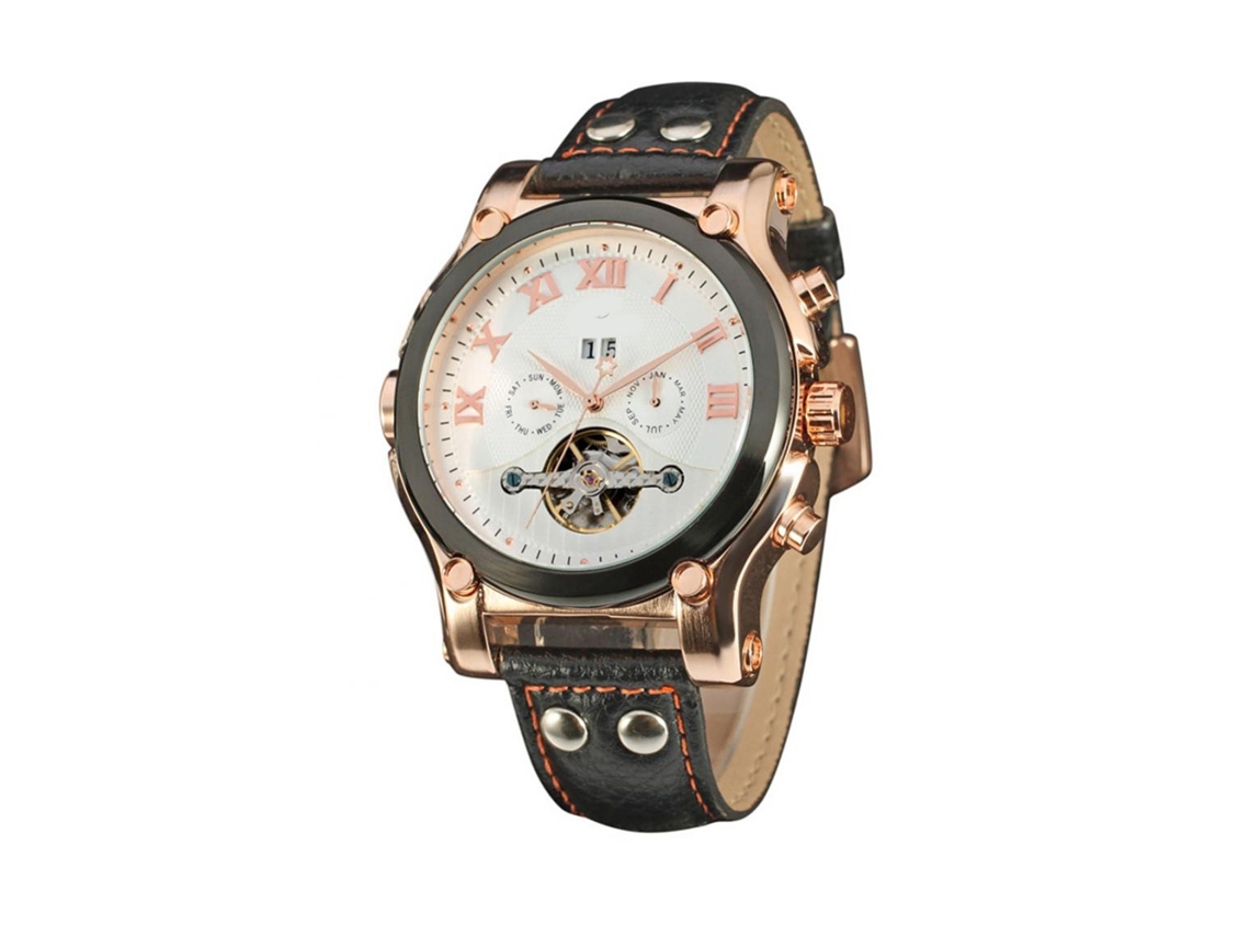 Reloj Automático Mecánico Para Hombre Forsining Multifunción (oro Blanco)