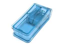 Cortador De Pastillas Azul Con Cuchilla De Acero Inoxidable Y Compartimento Para Guardar Vitaminas.