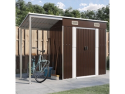 Caseta de jardín con porche 277x110,5x181 cm Acero marrón LOVELY HOME