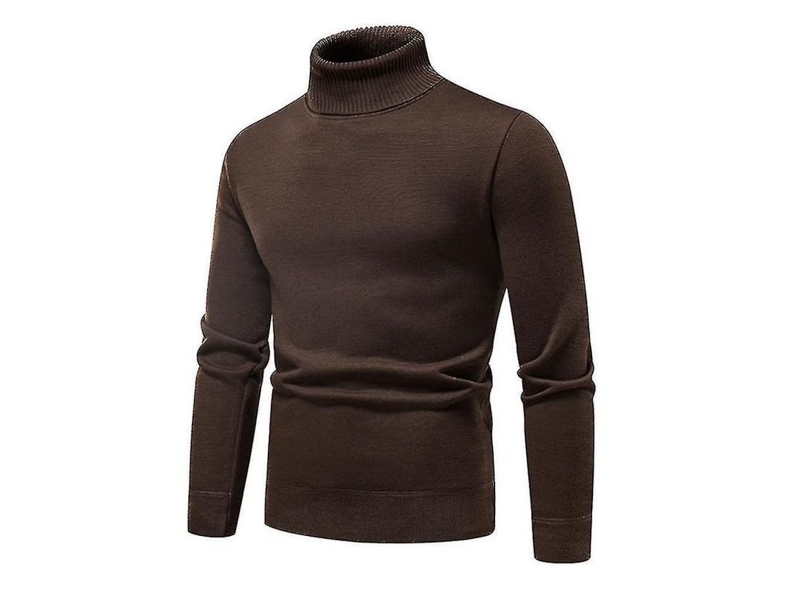 2026-jersey Hombre Cuello Alto Liso Invierno Slim Fit Tejido Grueso Abrigo Pull Over Básico 4xl Marrón