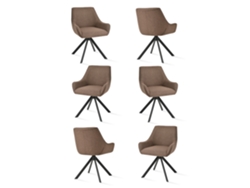 Sillas De Comedor Goeurvant 1178(pack De 6, Marrón Moca, Tela)