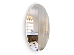 Espejo De Pared Ovalado Sin Marco, Apto Para Baños O Dormitorios, Se Puede Colgar Horizontal O Verticalmente, 64 X 37 Cm.