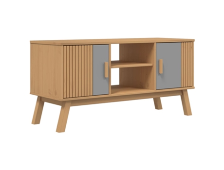 Mueble de TV OLDEN madera maciza pino gris y marrón VIDAXL (114x43x57cm)