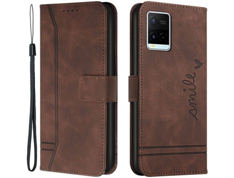 Funda Vivo Y21 HFS-HOUSE Motif Smile (Marrón)