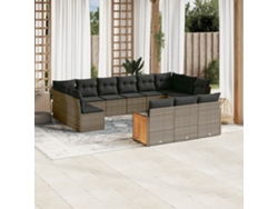 Conjunto de sofá de jardín de 13 piezas con cojines de mimbre gris DKD Home Decor
