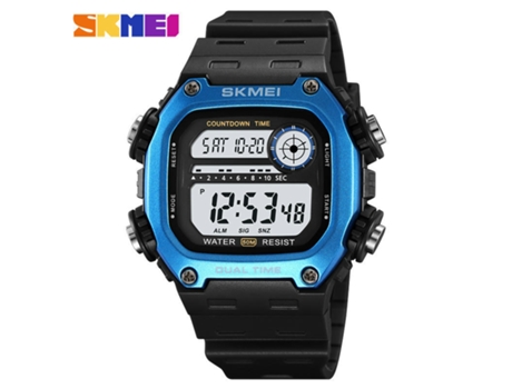 Reloj para Hombre Reloj Deportivo Digital LED Reloj de Pulsera con cronógrafo Resistente al Agua Reloj Despertador-Negro Azul LUUCOZK