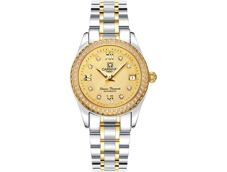 Reloj automático VEANXIN resistente al agua de acero inoxidable para mujer-Plata y Plata