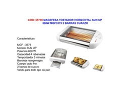 Magefesa tostador horizontal sun up 600w mgf3375 2 barras cuarzo