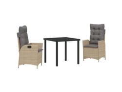 Conjunto De Comedor De Jardín 3 Uds | Mueble De Jardín Beige Ratán Sintético