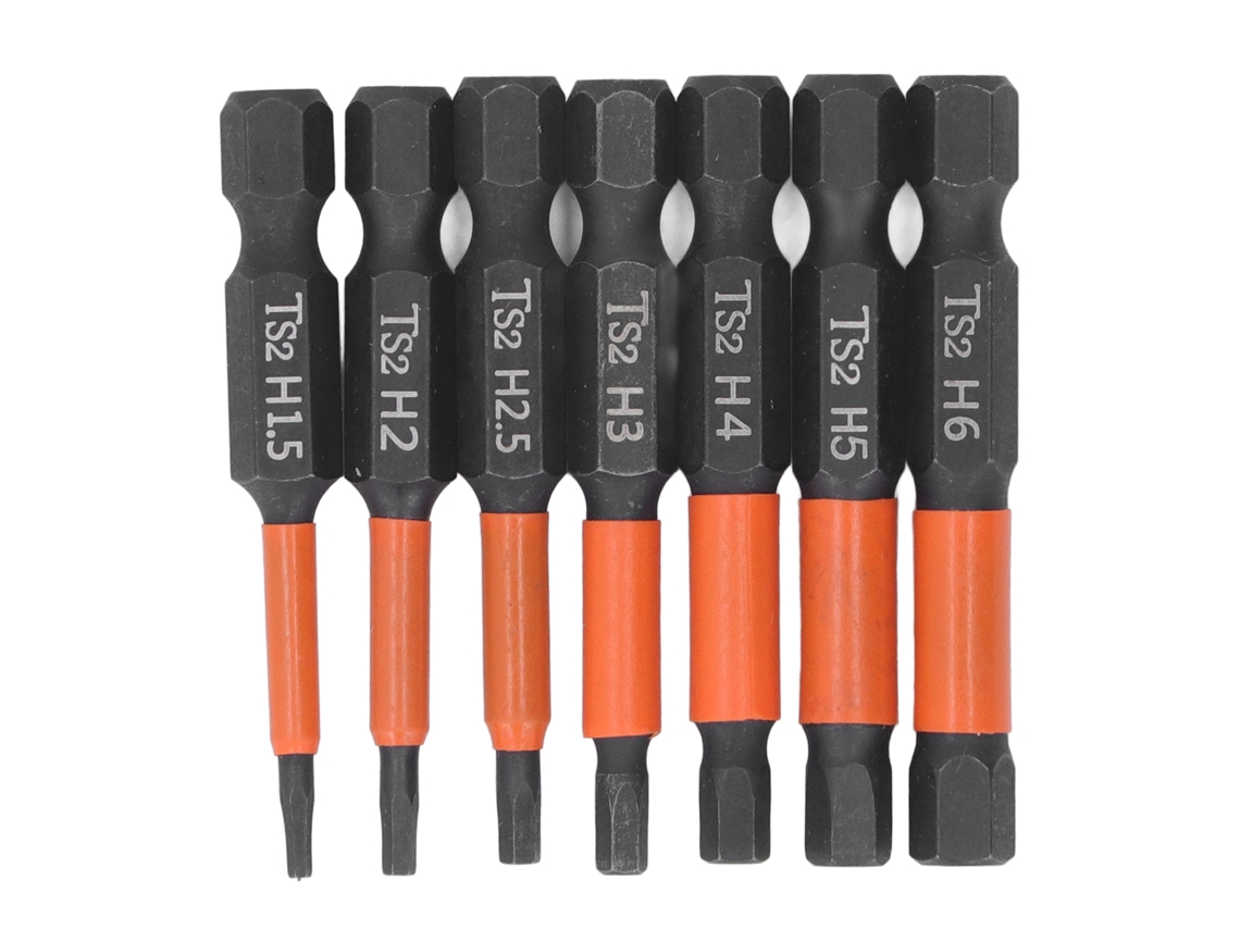 Conjunto De 7 Bits De Parafusadeira Magnética Com Caule Hexagonal Impact Resistente H1.5‑h6 Métrico