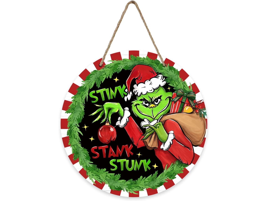 Letrero navideño para puerta – Percha de madera con forma de apestoso para balcón, pared y decoración navideña del hogar