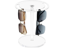 RNEMITERY Soporte Organizador de Gafas Acrílico con Rotación 360º, Estantería Expositora en Vidrio Transparente para Mesa