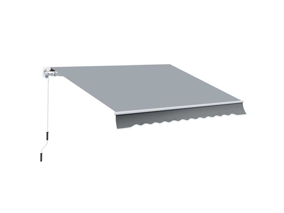 Toldo retráctil manual para balcón, con manivela, impermeable, con protección UV, color gris, para ventanas de jardín.