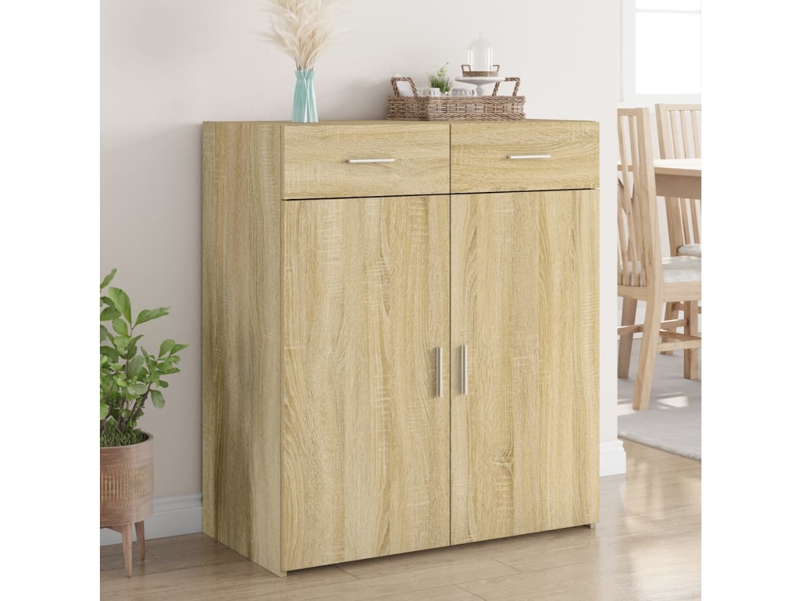 Aparador De Madera Contrachapada Roble Sonoma 80x42,5x93 Cm