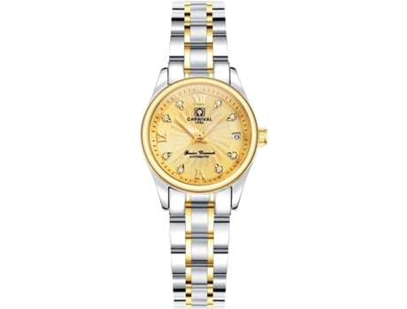VEANXIN Reloj automático bicolor para mujer con cristal de zafiro y acero inoxidable-Oro