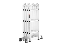 Escalera plegable multiusos, capacidad de carga de 150 kg, diseño ajustable de 3 peldaños, color plata, plata, 4 peldaños