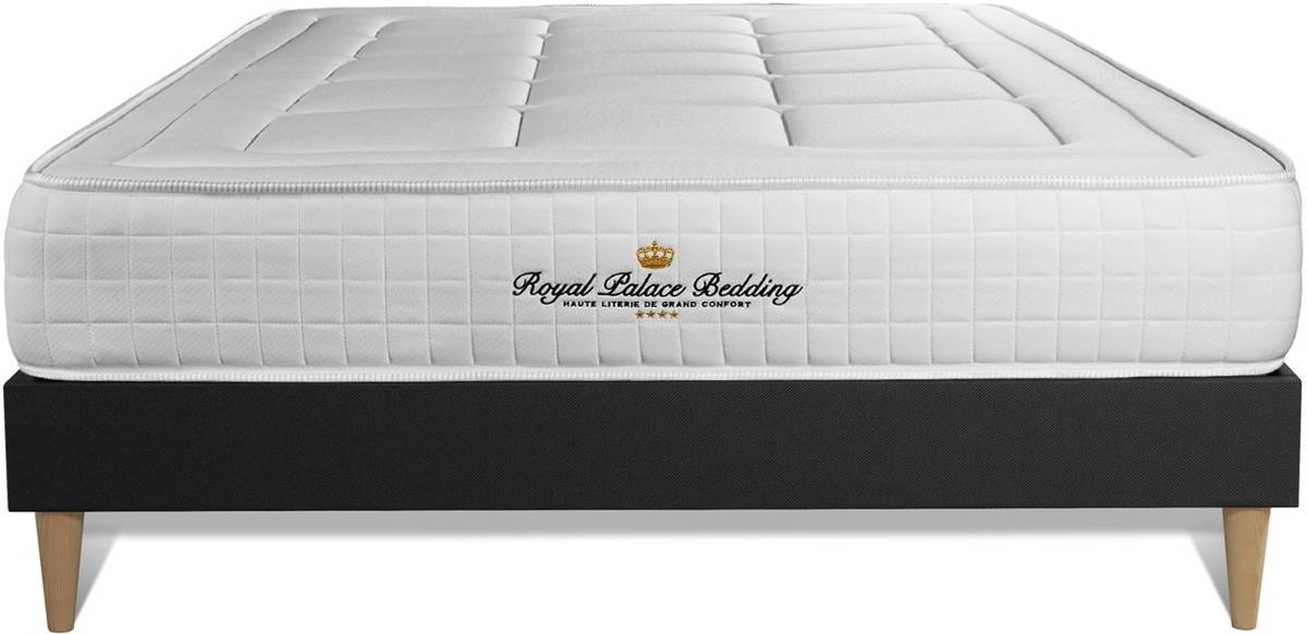 Conjunto de Somier Negro + Colchón ROYAL PALACE BEDDING Balmoral (130x210 cm - Espuma Viscoelástica)