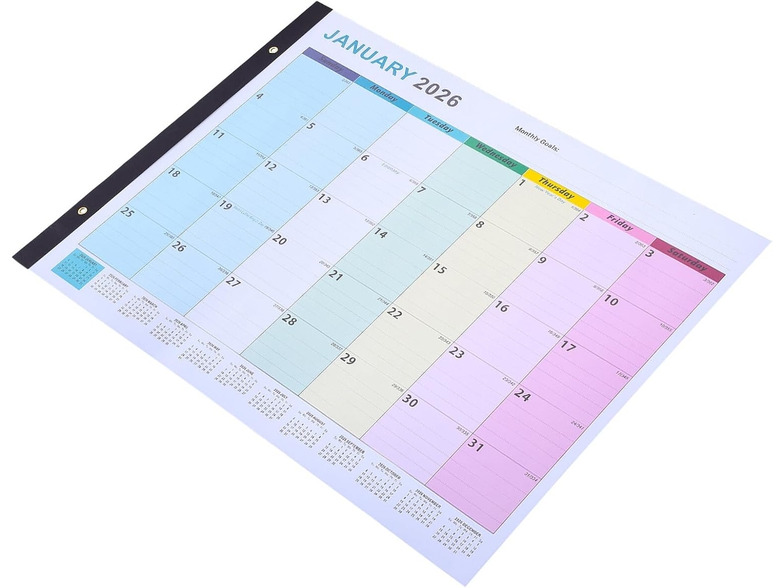Calendario De Pared Grande 2026-2027 En Inglés, Formato 261 X 276 Cm, Mensual De 18 Meses