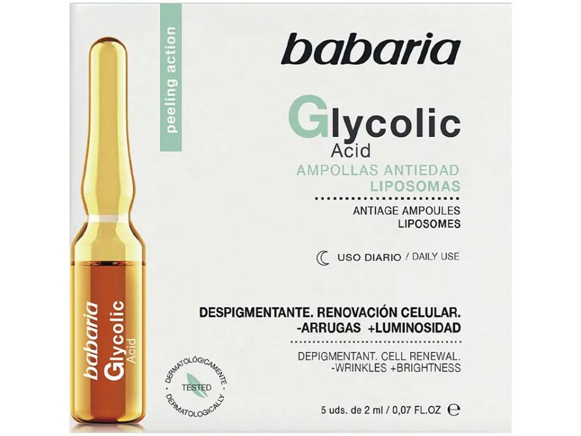 Peeling de Rosto BABARIA Glycolic Acid Renovación Celular Ampollas 5 x 2ml
