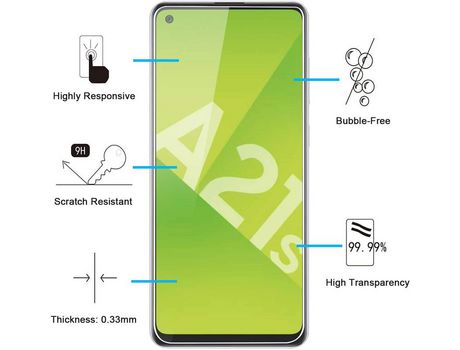 Kit de 3 Protectores Pantalla de Vidrio Templado para Samsung Galaxy A21S VOINEE