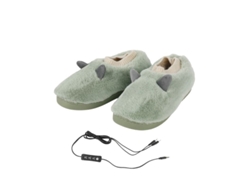 Calentador de pies eléctrico USB de invierno con temperatura ajustable 27/45, de felpa, verde, talla europea 38/39 Digitallab
