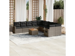 Conjunto de sofás de jardín de 11 piezas DKD Home Decor con cojines de mimbre gris