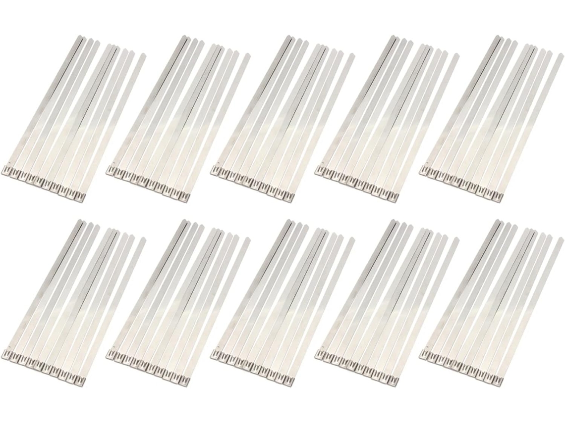 100 Correas De Escape De Cable De Acero Inoxidable De 0,39 Pies X 15,75 Pulgadas Con Metal